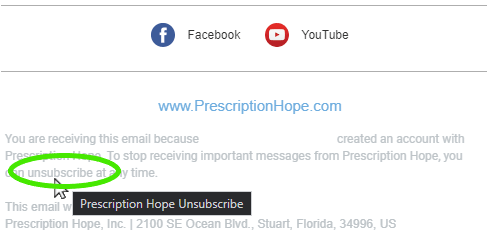 How to unsubscribe from email notifications - Prescription Hope